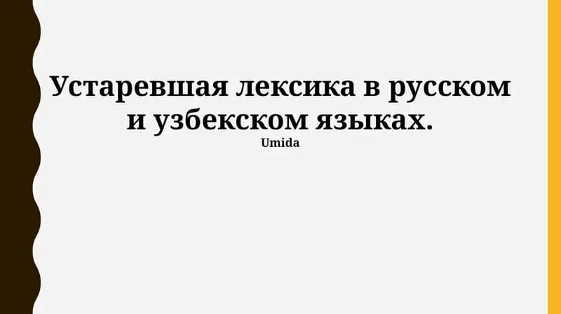Устаревшая лексика в русском и узбекском языках