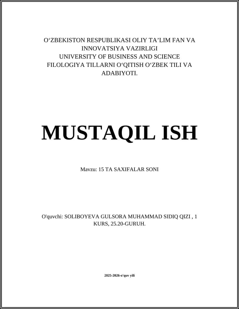 Filologiya Tillarni O‘qitish O‘zbek Tili va Adabiyoti