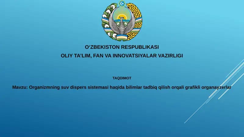 Organizmningsuvdisperssistemasihaqidabilimlartadbiqqilishorqaligrafikliorganayzerlar