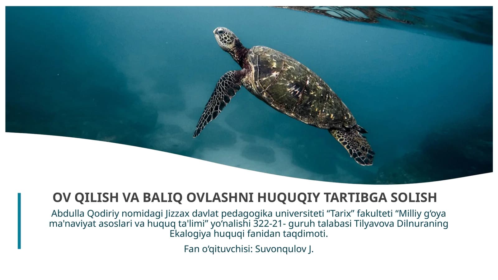 OV QILISH VA BALIQ OVLASHNI HUQUQIY TARTIBGA SOLISH