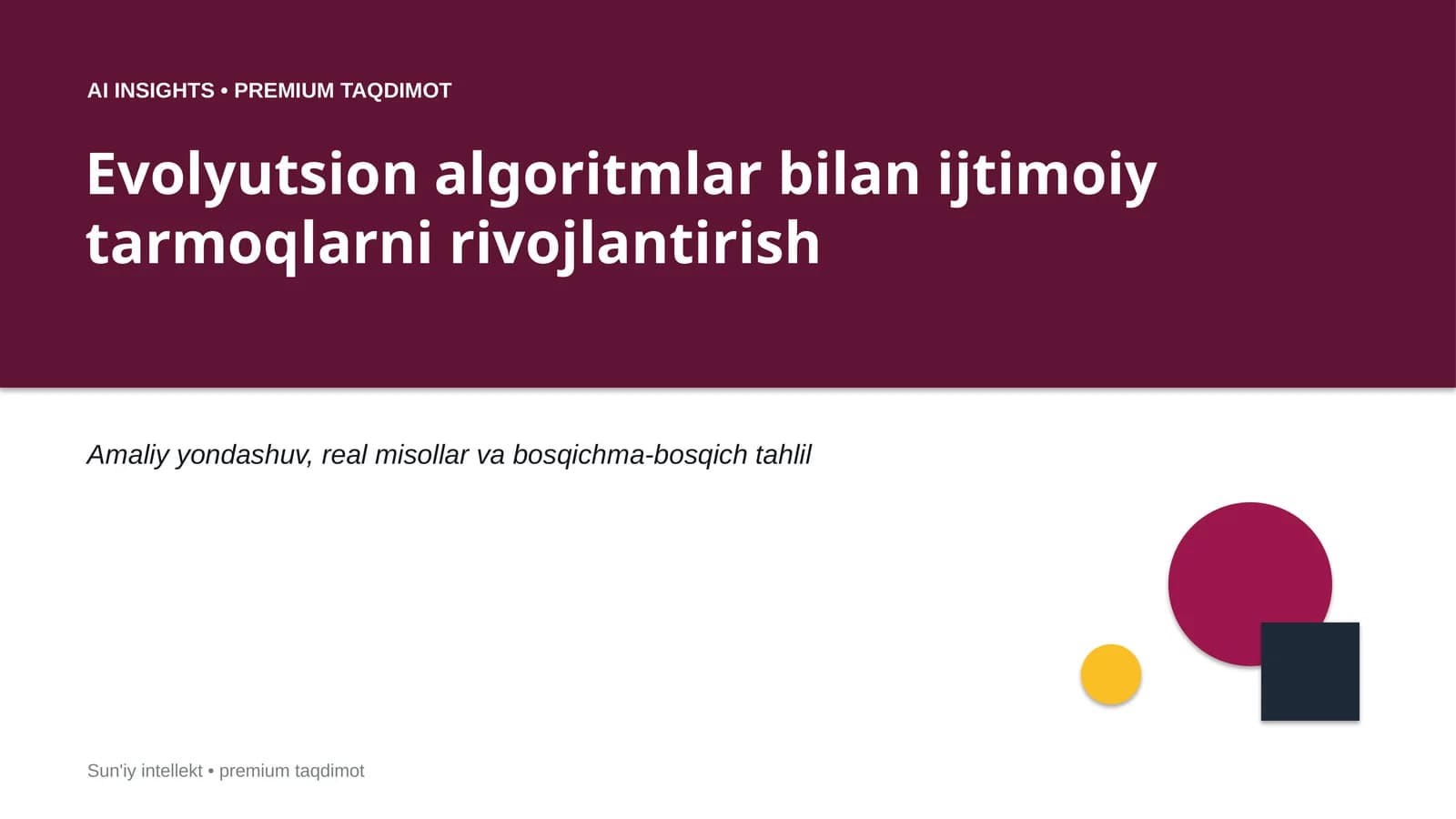 Evolyutsion algoritmlar bilan ijtimoiy tarmoqlarni rivojlantirish