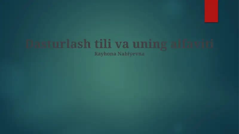 Dasturlash tili va uning alfaviti