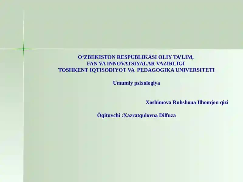 Psixologiya fanining predmeti va rivojlanish tarixi