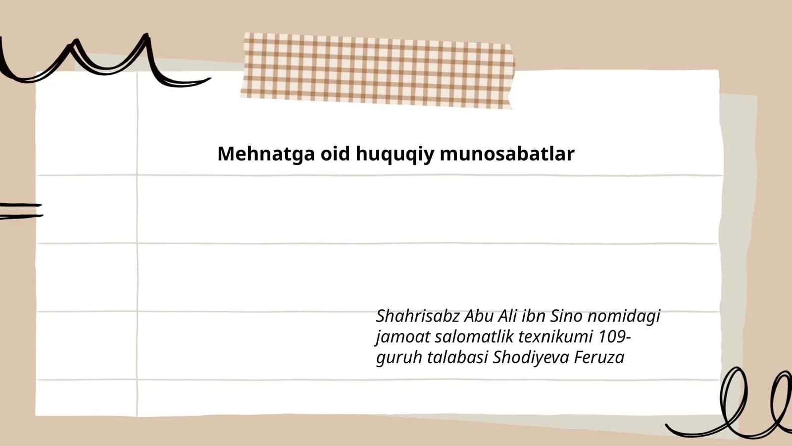 Mehnatga oid huquqiy munosabatlar