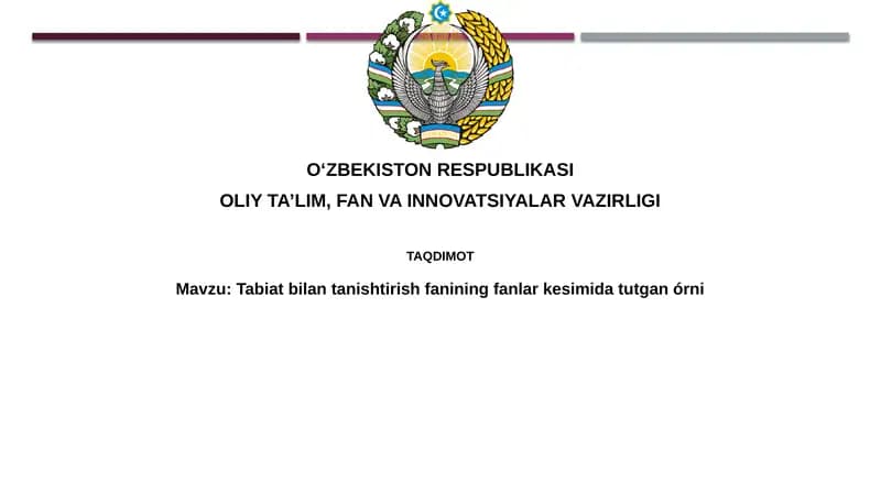 Tabiatshunoslik fanining ta'rifi va mohiyati