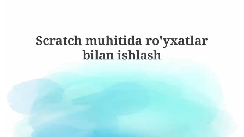 Ro'yxatlar bilan ishlash