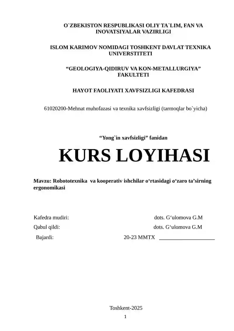 Robototexnika  va kooperativ ishchilar oʻrtasidagi oʻzaro taʼsirning ergonomikasi