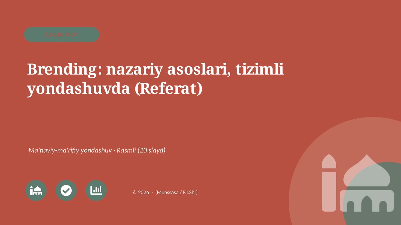 Brending: nazariy asoslari, tizimli yondashuvda (Referat)