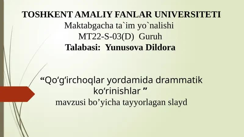 Qoʻgʻirchoqlar yordamida drammatik koʻrinishlar