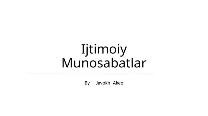 Ijtimoiy Munosabatlar