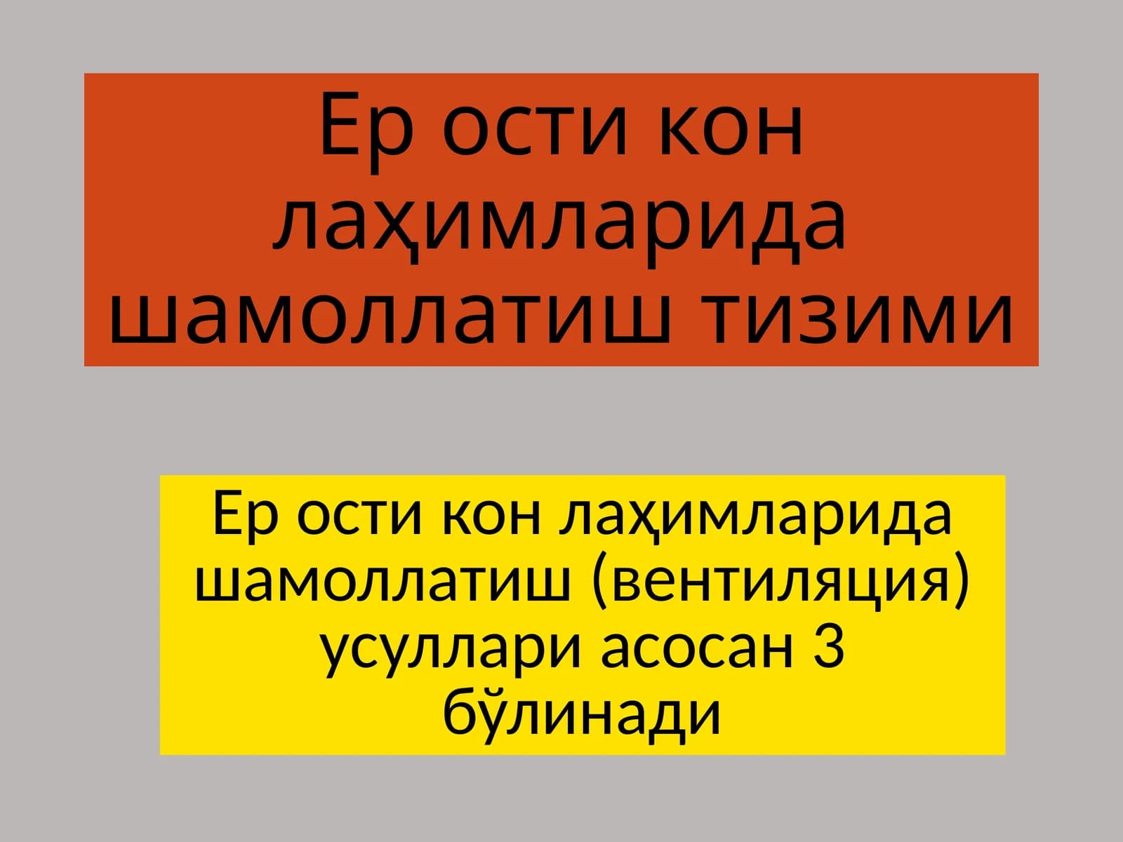 Ер ости кон лаҳимларда шамоллатиш тизими