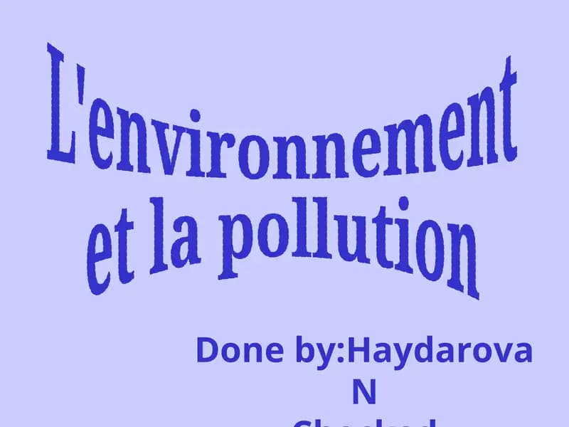 L'environnement et la pollution