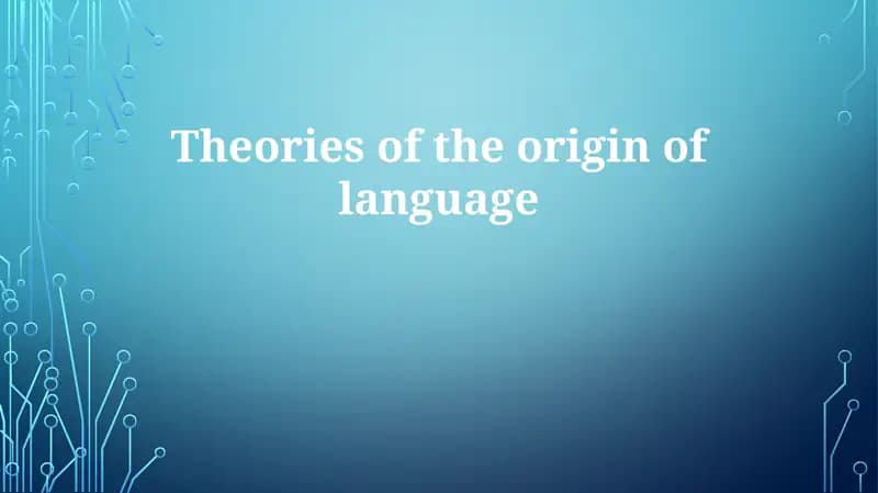 The "Bow-Wow" Theory of Language Origin