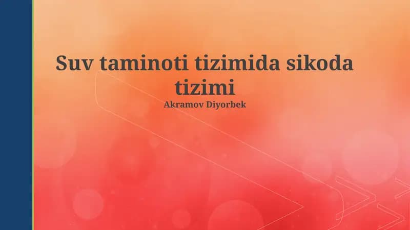 Suv Ta'minoti Tizimida Sikoda Tizimi