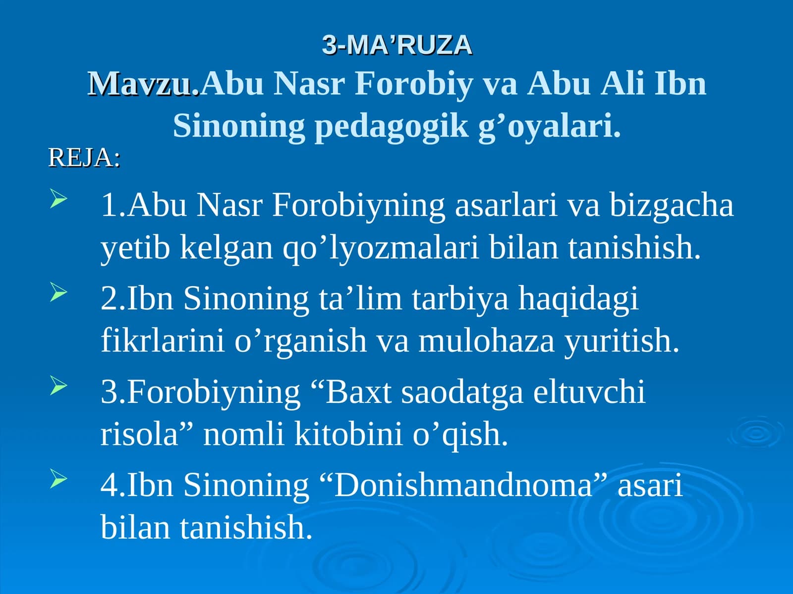 3-MA’RUZA Abu Nasr Forobiy va Abu Ali Ibn Sinoning pedagogik g’oyalari