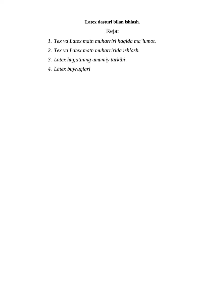 Tex va Latex matn muharriri haqida ma`lumot