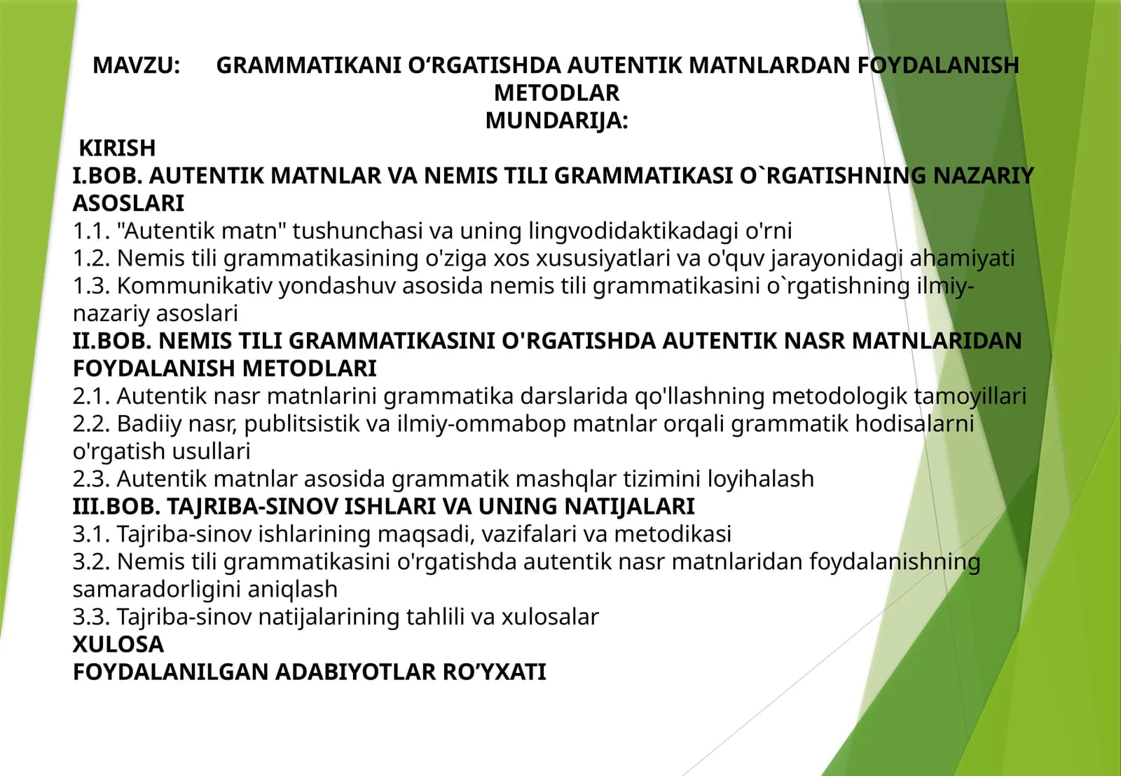 Grammatikani oʻrgatishda autentik matnlardan foydalanish metodlar
