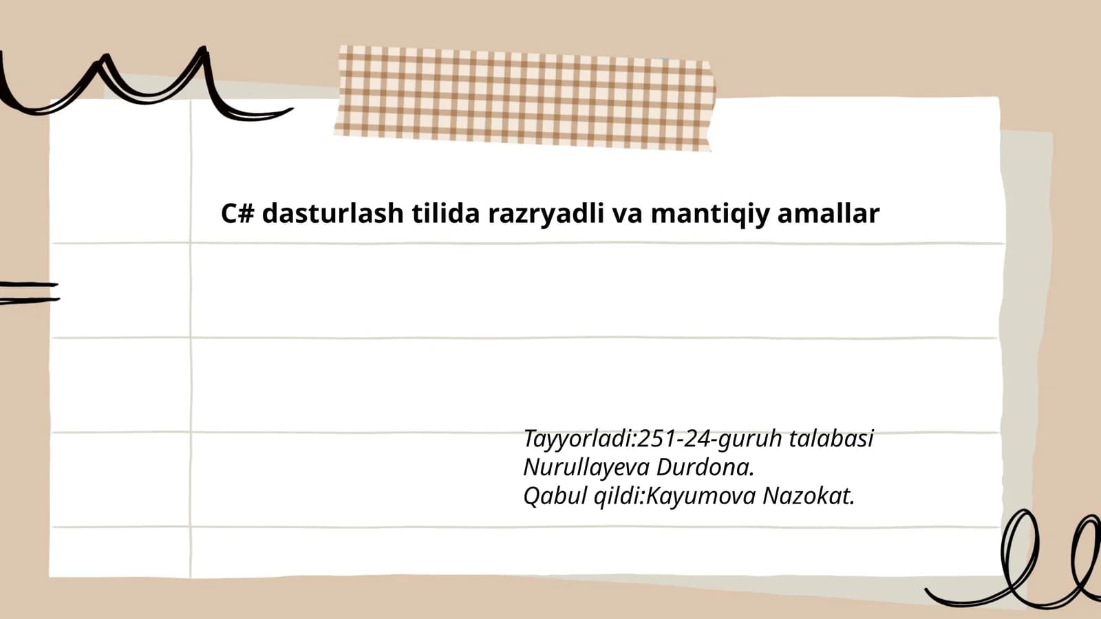 C# dasturlash tilida razryadli va mantiqiy amallar