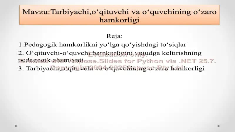 Tarbiyachi,o‘qituvchi va o‘quvchining o‘zaro hamkorligi