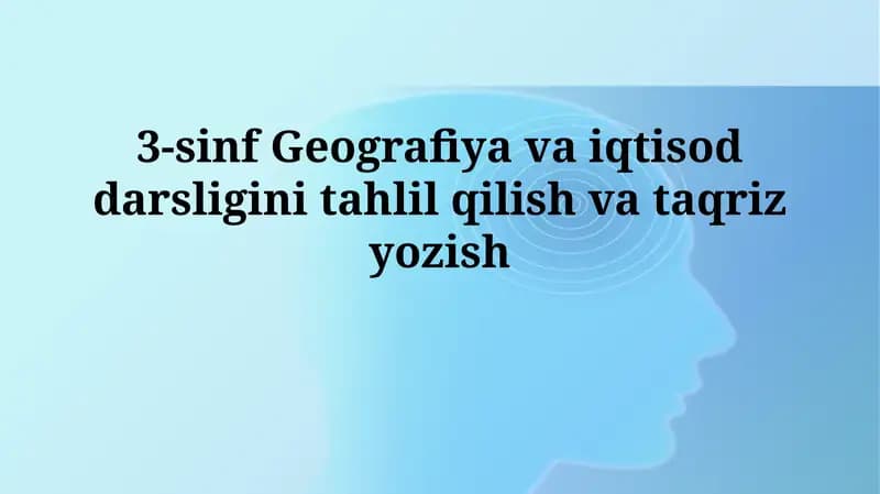 3-sinf Geografiya va Iqtisod Darsligi