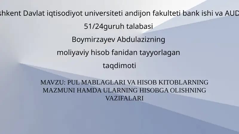 Buxgalteriya hisobi va hisob-kitoblar
