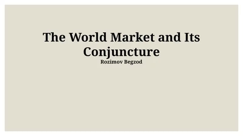 The World Market and Its Conjuncture