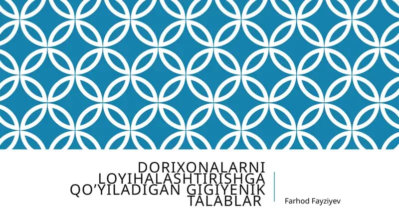 Dorixonalarni loyihalashtirishga qo’yiladigan gigiyenik talablar