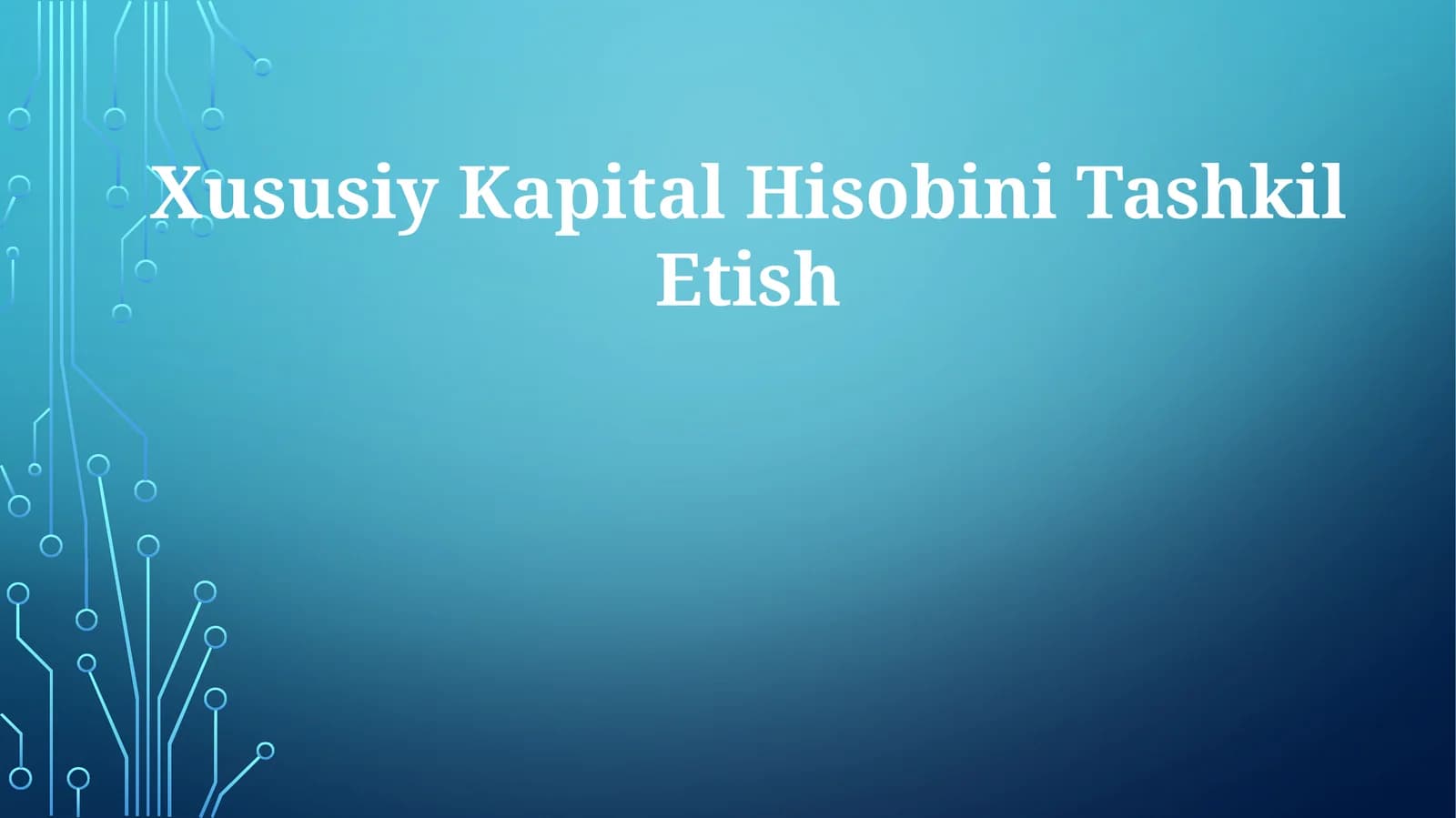 Xususiy Kapital HisobiniTashkilEtish