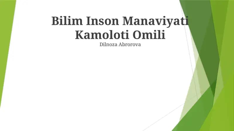 Bilim Inson Manaviyati Kamoloti Omili