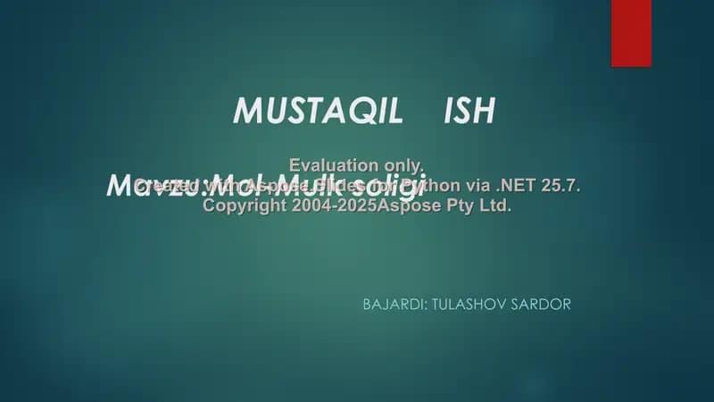 Mustaqil ish - Mol-mulk soligi
