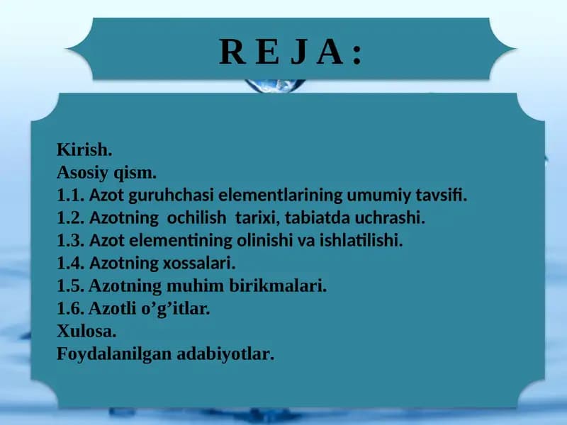Azotning xossalari