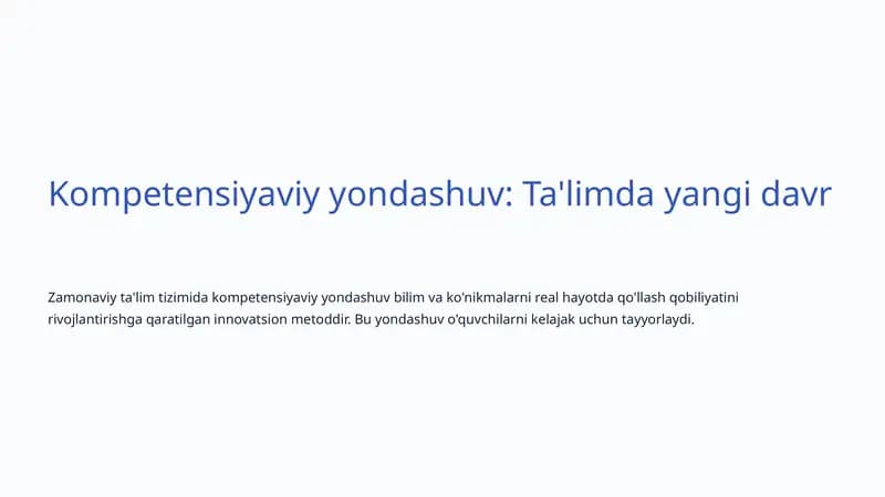 Kompetensiyaviy yondashuv