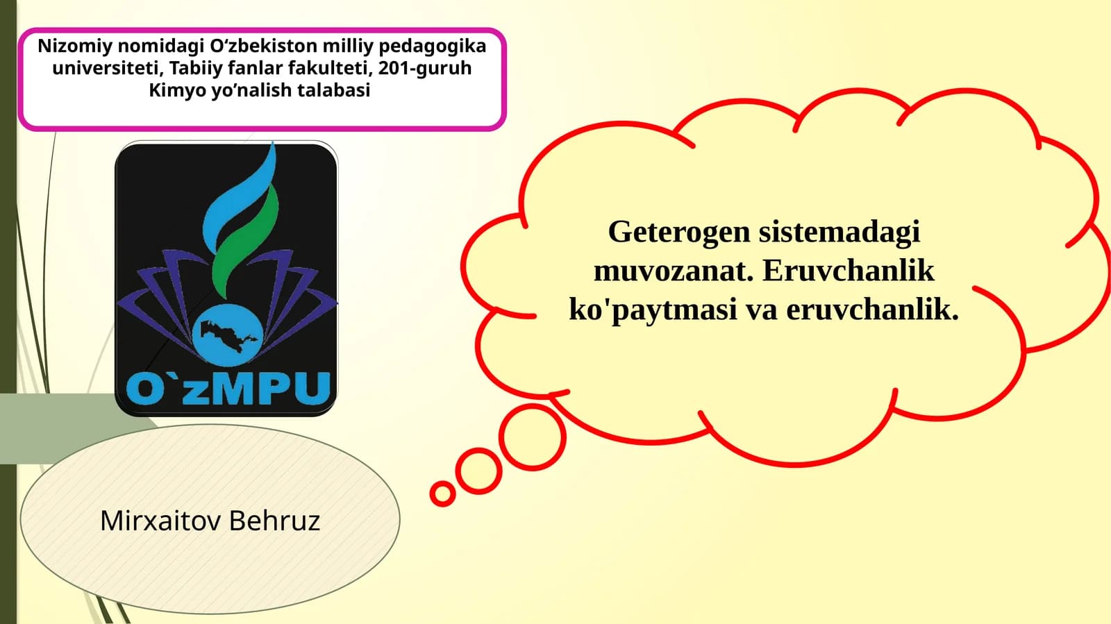 Geterogensistemadagi muvozanatning nazariyasaslari