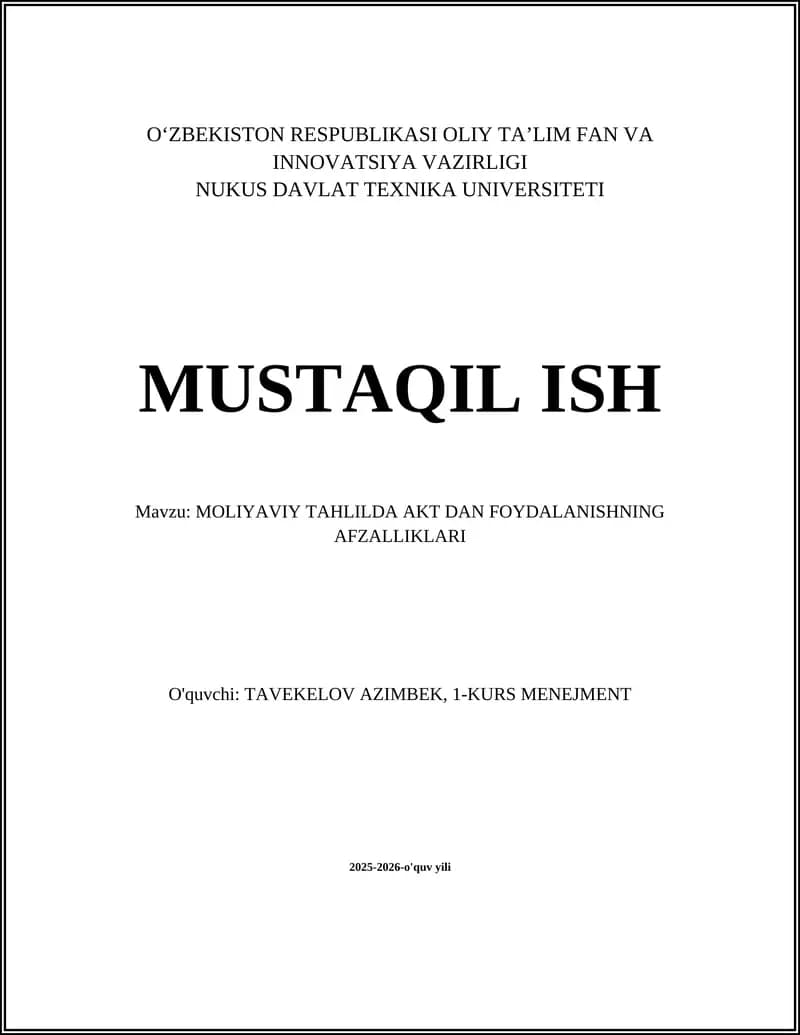 Moliyaviy tahlilda AKT dan foydalanishning afzalliklari