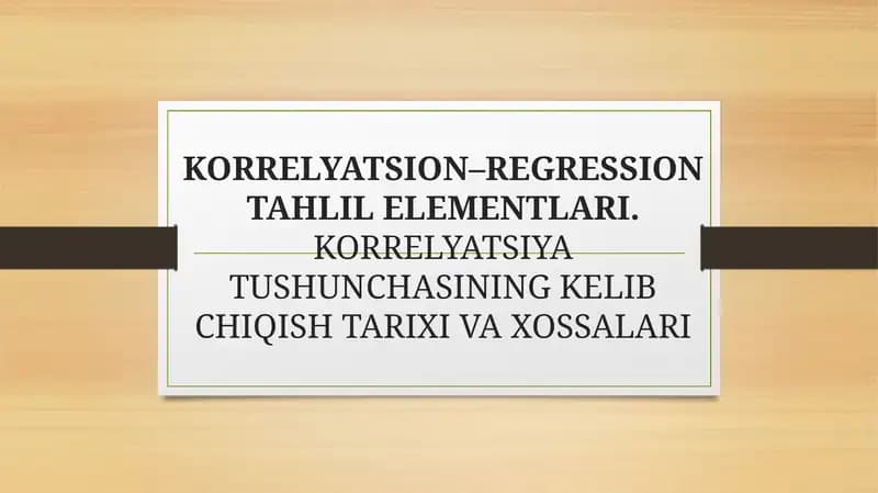 Korrelyatsion–regression tahlil elementlari