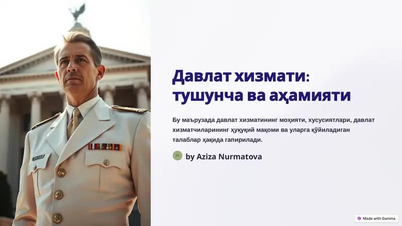 Давлат хизмати: тушунча ва аҳамияти