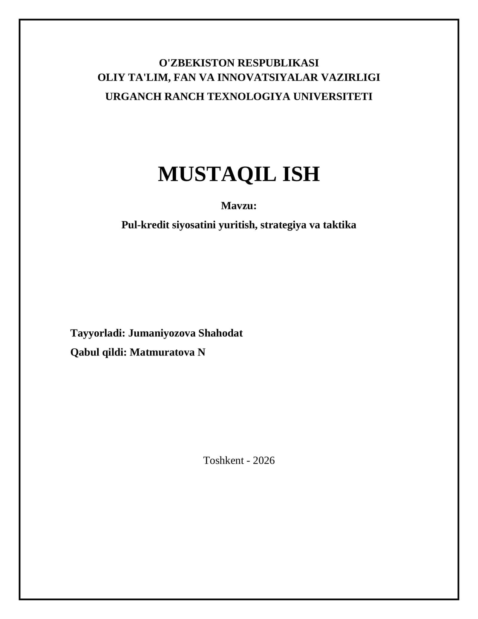 Pul-kredit siyosatini yuritish, strategiya va taktika