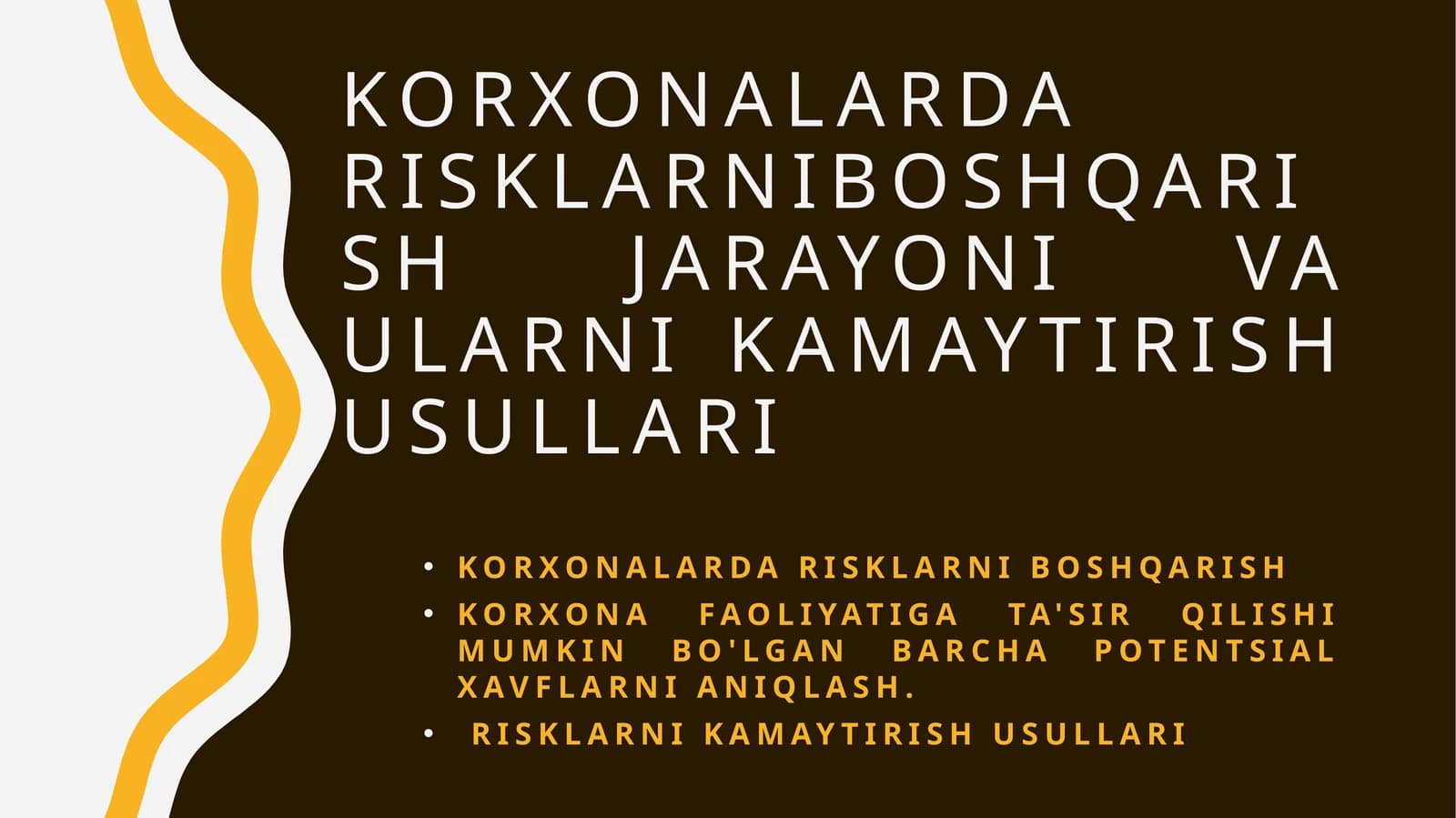 Korxonalarda Risklarni Boshqarish