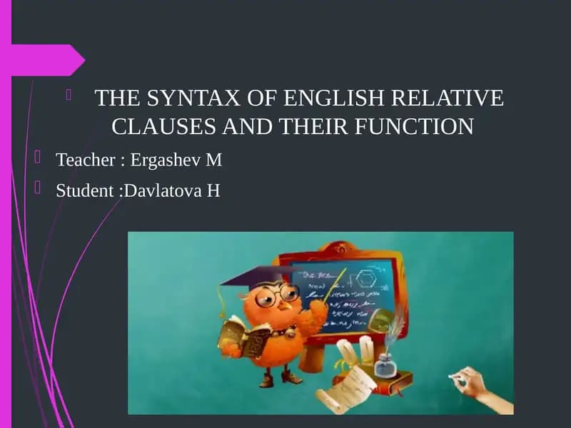 The Syntax of English Relative Clauses