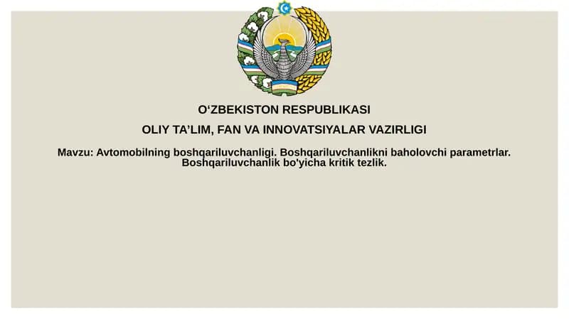 Avtomobilning boshqariluvchanligi