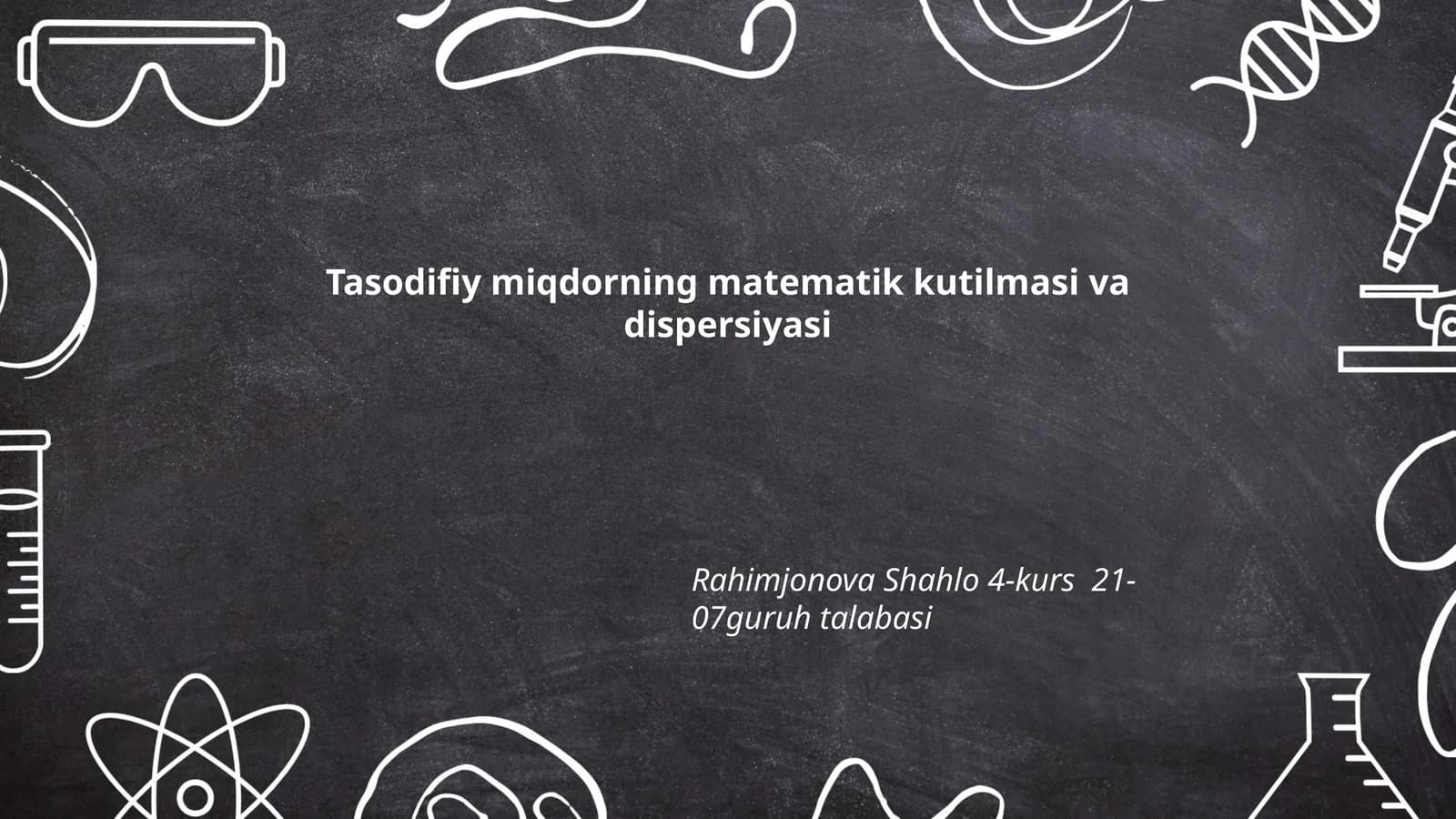 Tasodifiy miqdorning matematik kutilmasi va dispersiyasi