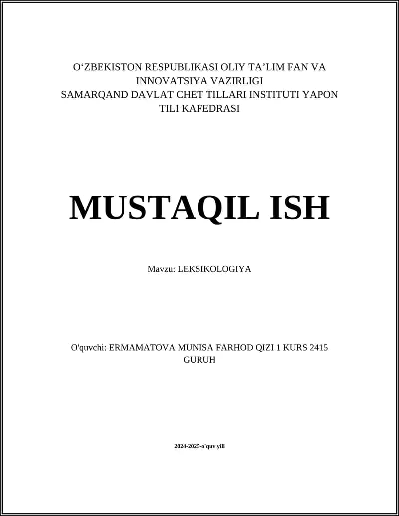 LEKSIKOLOGIYA