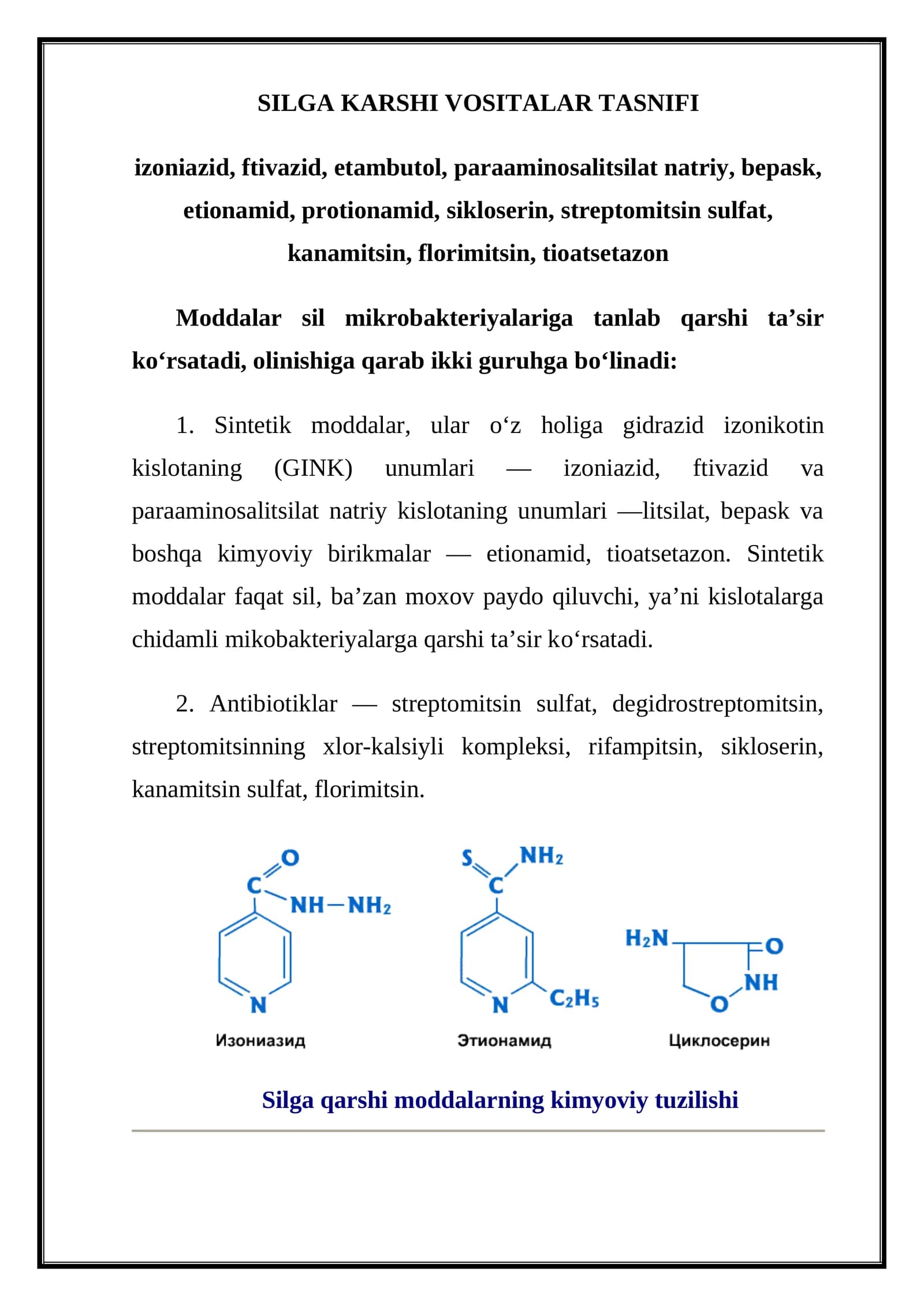 SILGA KARSHI VOSITALAR TASNIFI