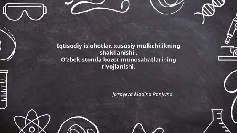 Iqtisodiy islohotlar, xususiy mulkchilikning shakllanishi