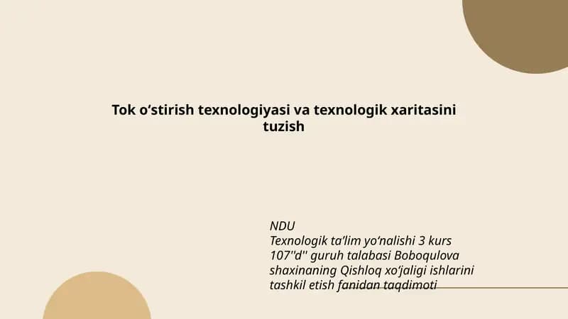 Qishloq xoʻjaligi ishlarini tashkil etish fanidan taqdimoti