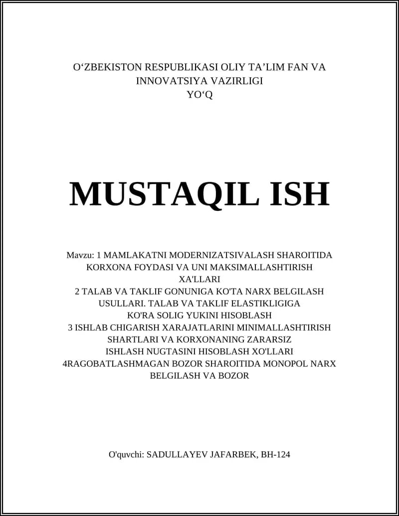 Modernizatsiya sharoitida korxona foydasini maksimal qilish strategiyalari
