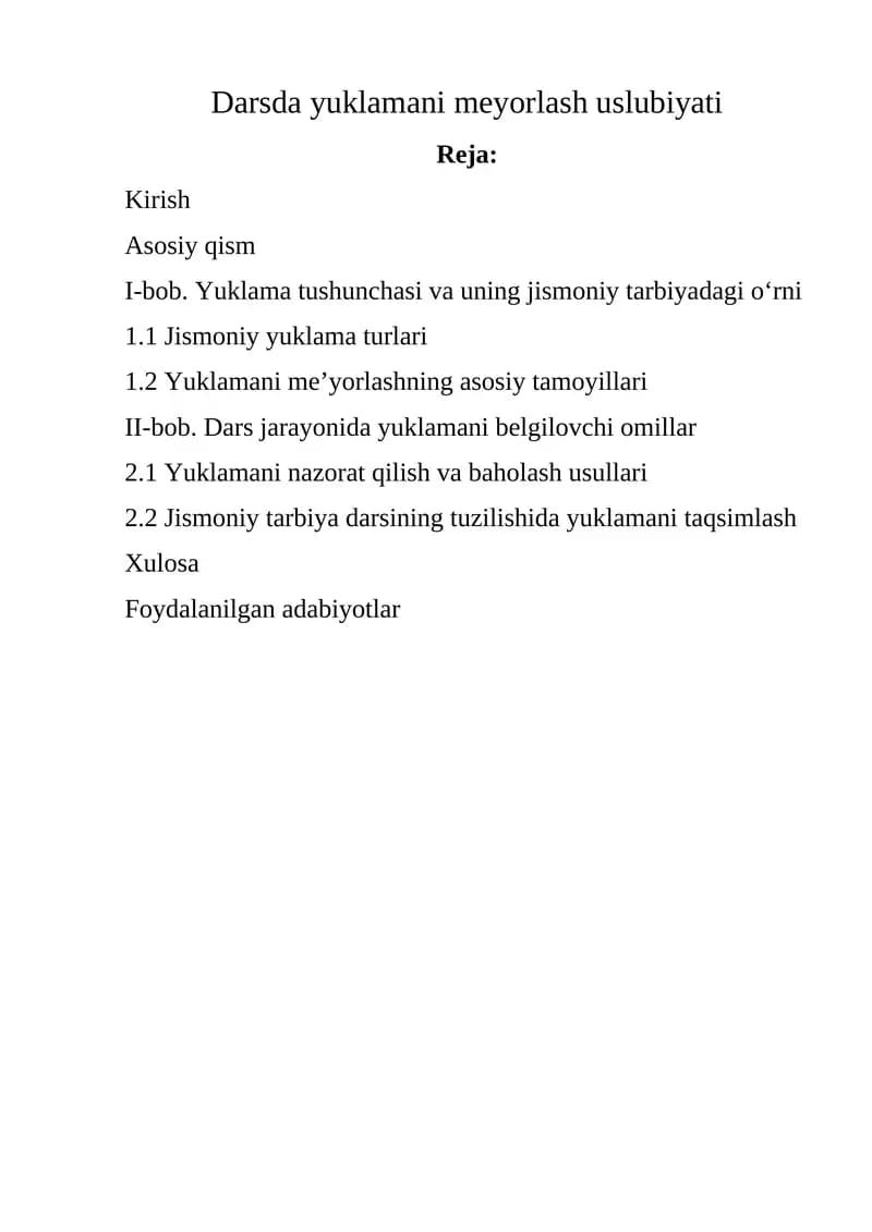Yuklama meyorlash uslubiyati