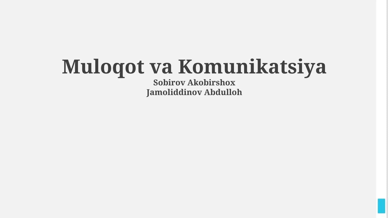 Muloqot va Komunikatsiya
