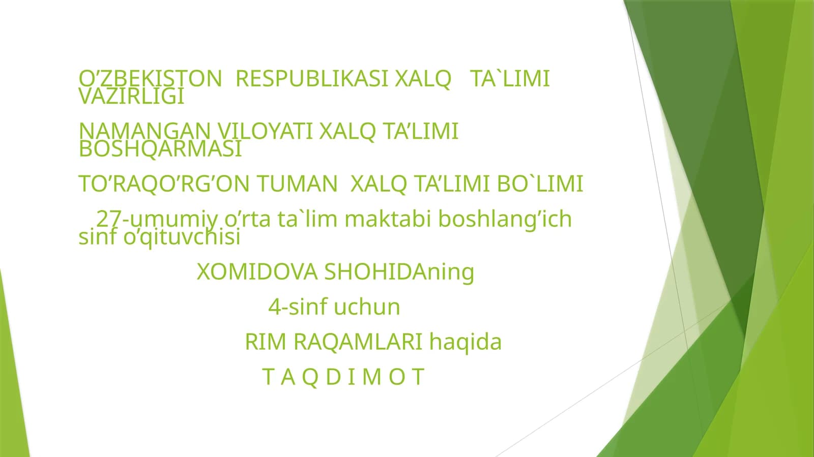 RIM RAQAMLARI NOPOZITSION SANOQ SISTEMASI