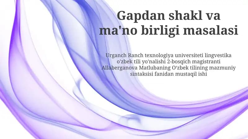 O'zbek tilining mazmuniy sintaksisi